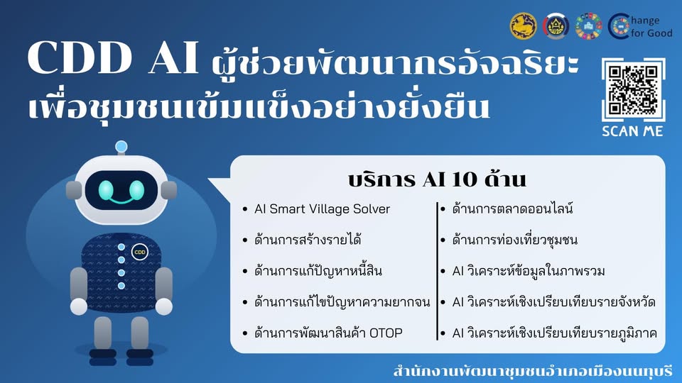 สำนักงานพัฒนาชุมชนอำเภอเมืองนนทบุรี ภูมิใจนำเสนอ "CDD AI" 