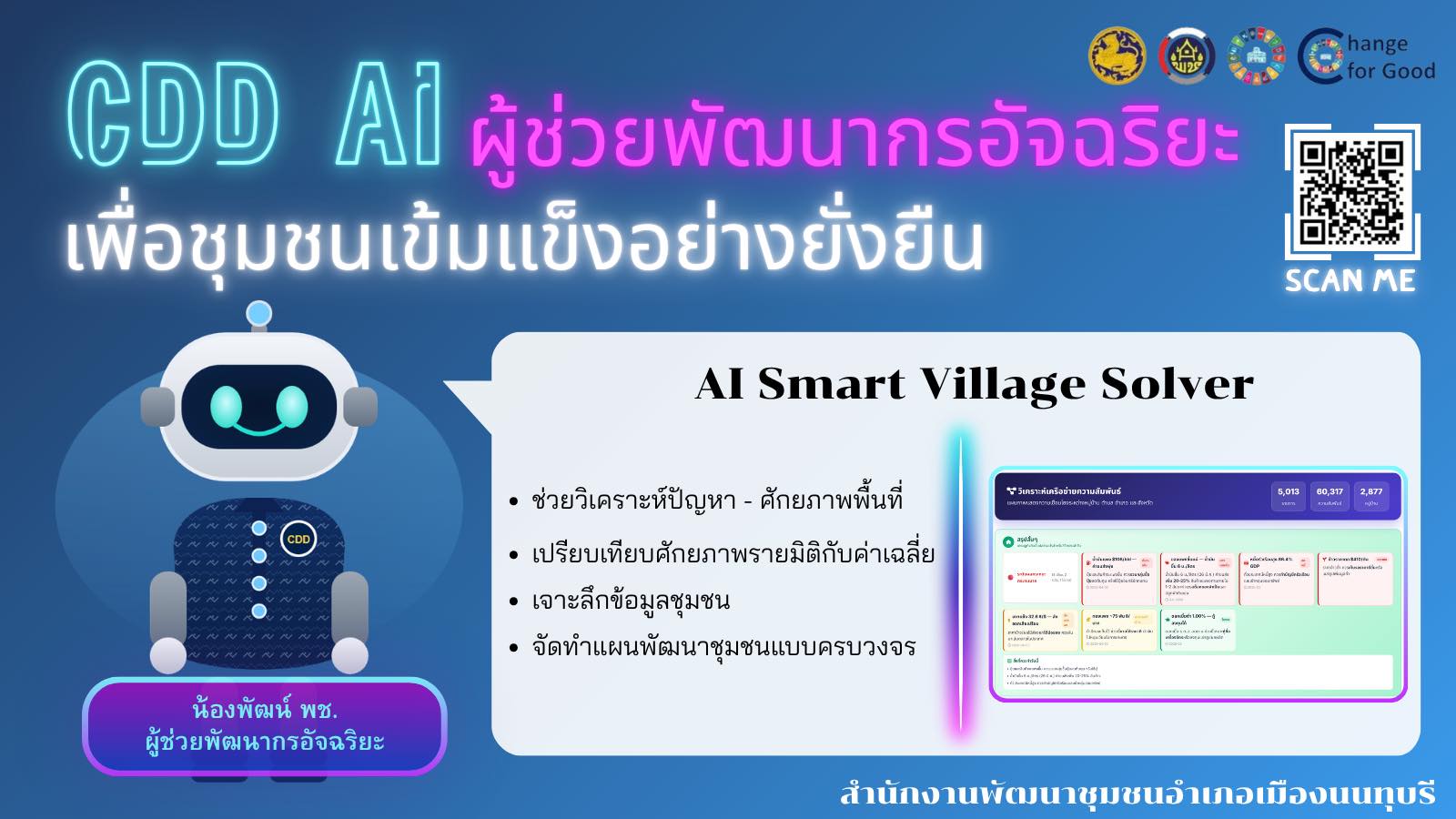 ยกระดับงานพัฒนาชุมชนให้สมาร์ทกว่าที่เคย! กับ “CDD AI” ผู้ช่วยพัฒนากรอัจฉริยะ